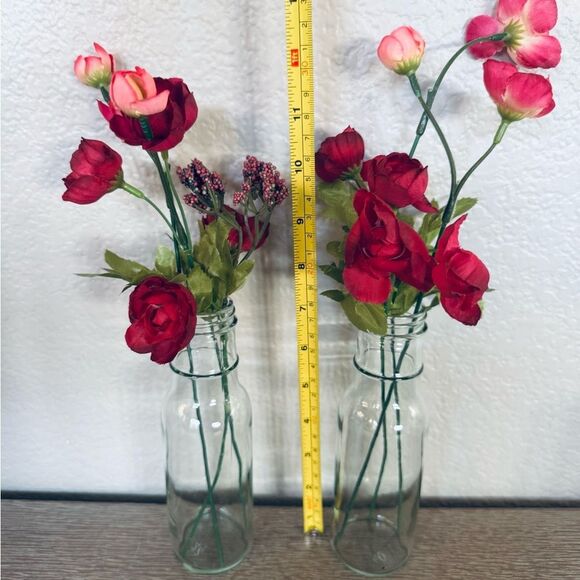 Pink Floral Glass Bottle Farmhouse Decor Set - Picture 2 of 2